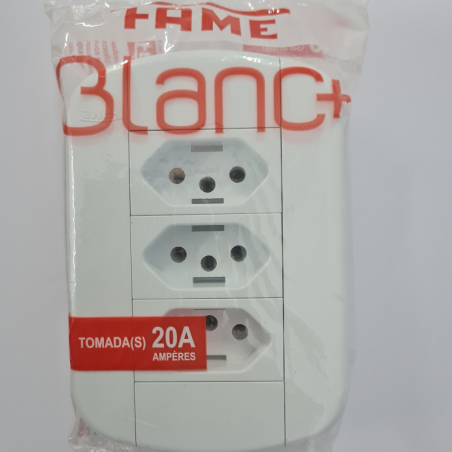 3 Tomadas Padrão 2P+T 20A com placa Blanc - Fame