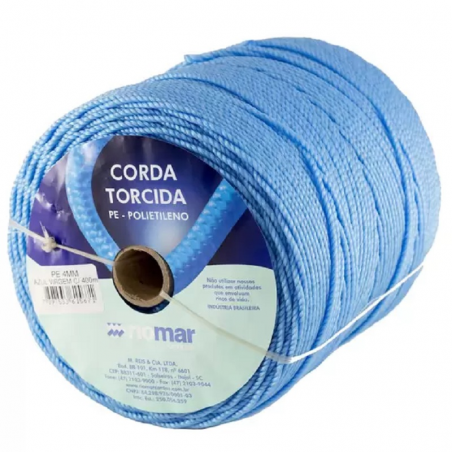 Corda Torcida Nylon 4mm Azul Virgem 1 metro - Riomar