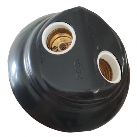 Plafon E-27 Duplo 60w 250v Preto - Perlex